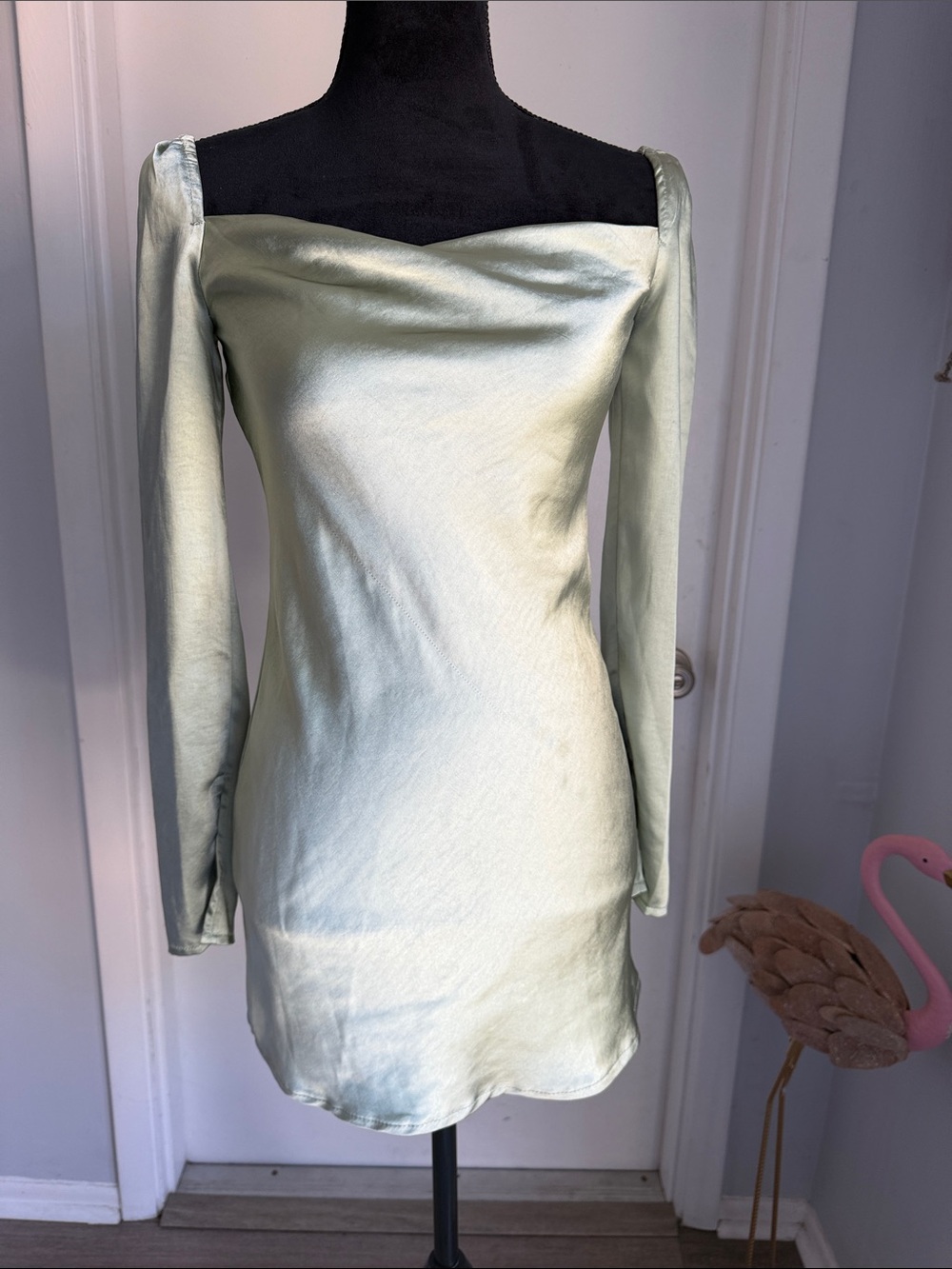 Princess Polly Sage Satin Mini Dress size 0 US. 4 AU